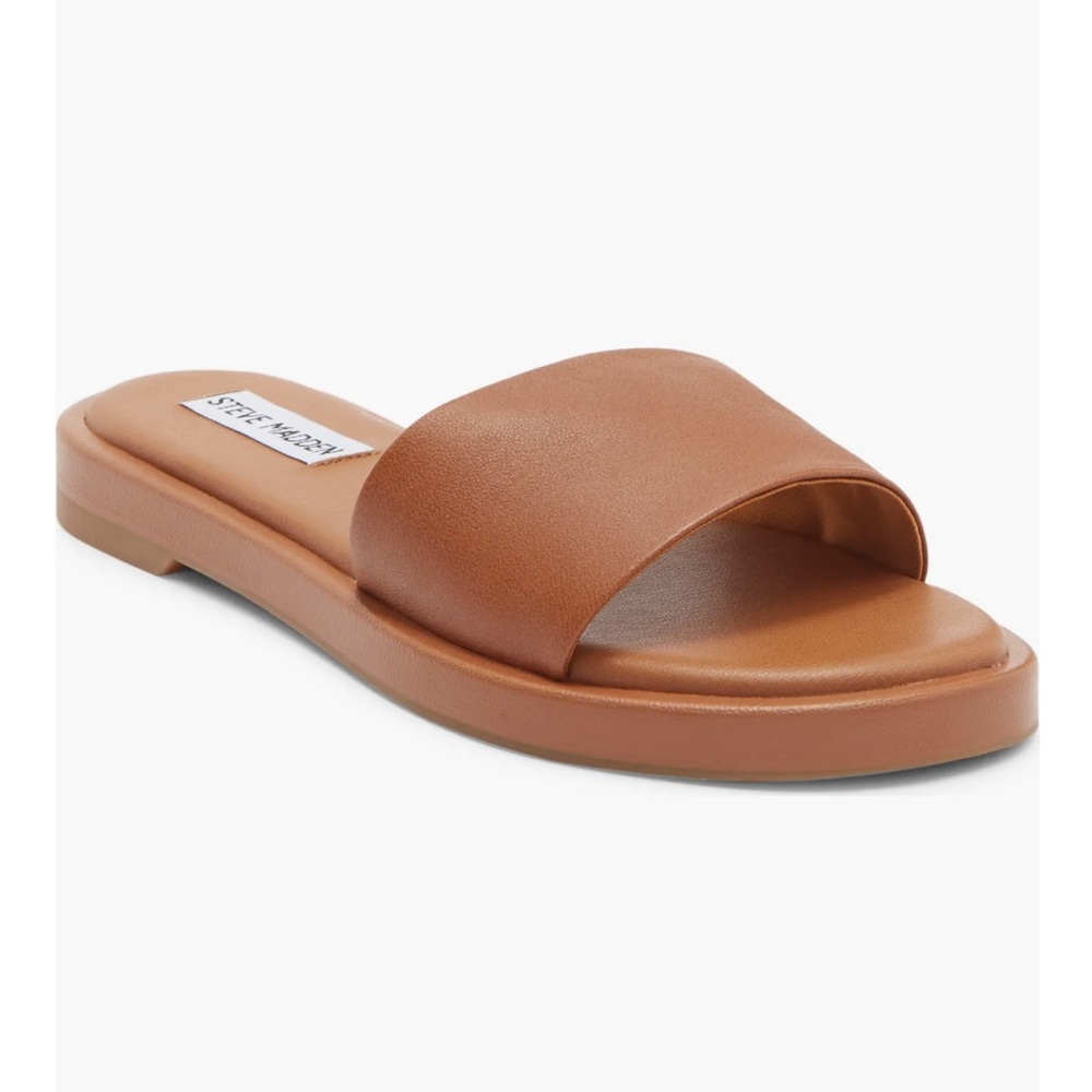 NEW Steve Madden Riplee Cognac Tan Leather Slide Sandals 7.5 (Nordstrom)